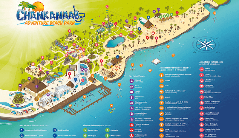 Parque Chankanaab Beach Adventure Park em Cancún: Mapa