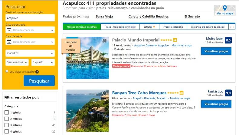 Pesquisador de hotéis em Acapulco