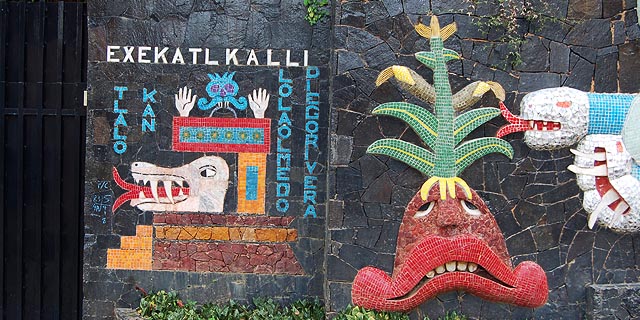 Verão no Murais de Diego Rivera na Exekatlkalli em Acapulco