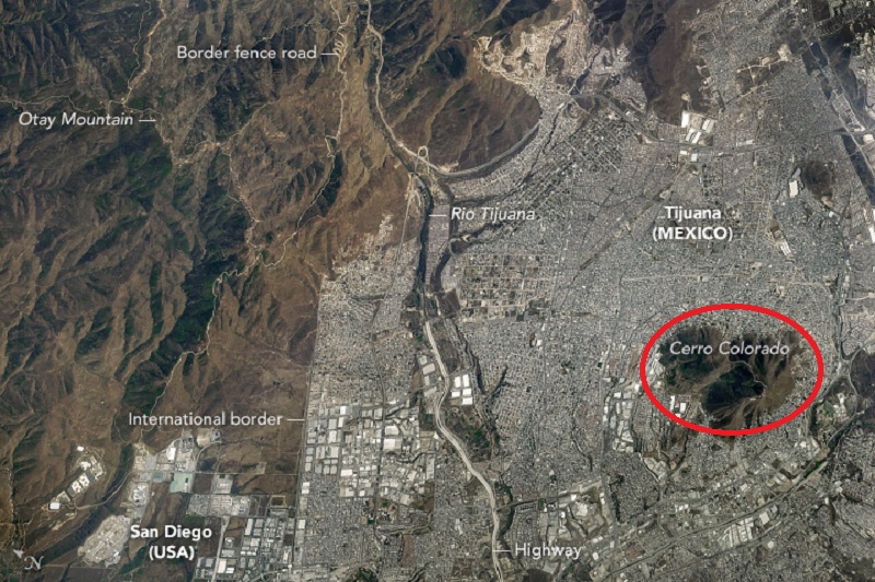 Mapa do Cerro Colorado em Tijuana 