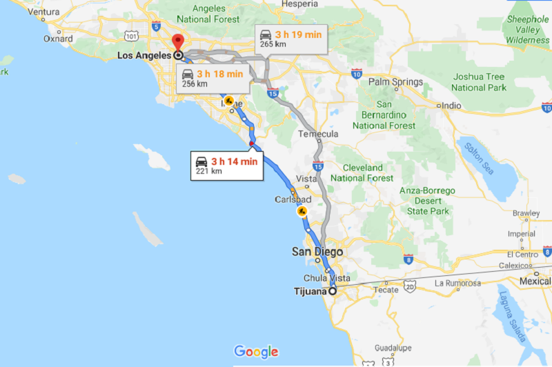 Viagem de carro de Tijuana até Los Angeles