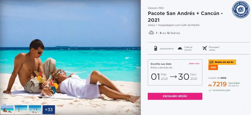 Pacote San Andrés + Cancún Hurb