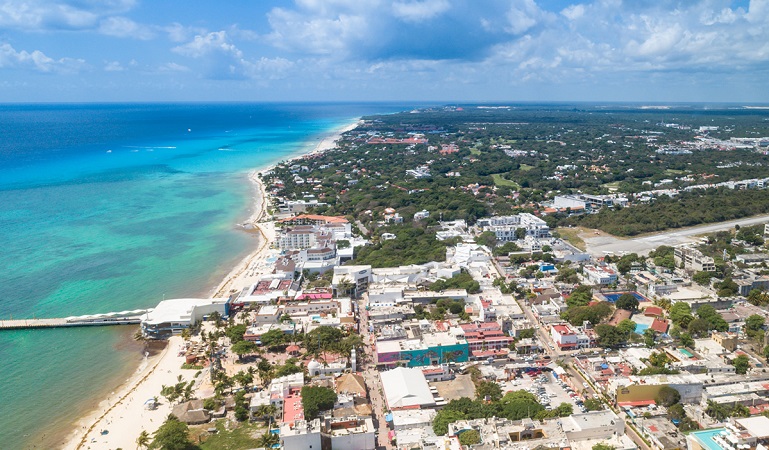 Vista panorâmica de todas as regiões onde ficar em Playa del Carmen
