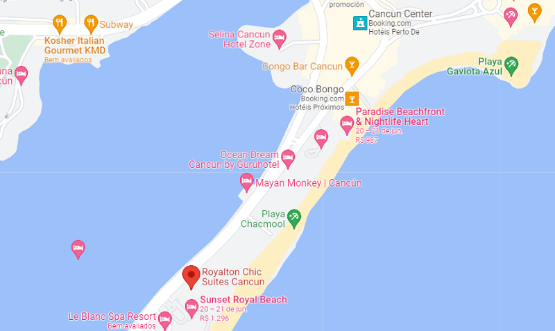 Localização do All Inclusive Royalton CHIC Cancún