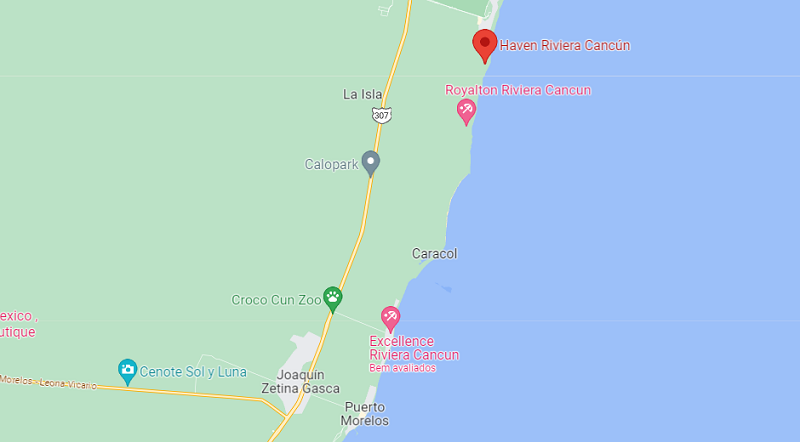 Localização do All Inclusive Haven Riviera Cancún
