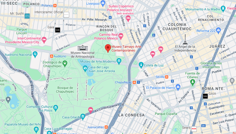 Localização do Museu Rufino Tamayo na Cidade do México